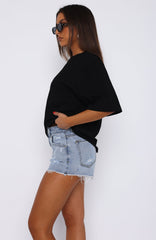 Push My Buttons Denim Shorts Mid Blue
