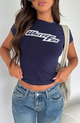 Make It About You Baby Tee Dark Navy