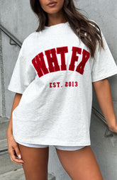 Give It Away Oversized Tee Grey Marle/Red