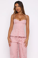 Tempt Me Not Top Pink Stripe