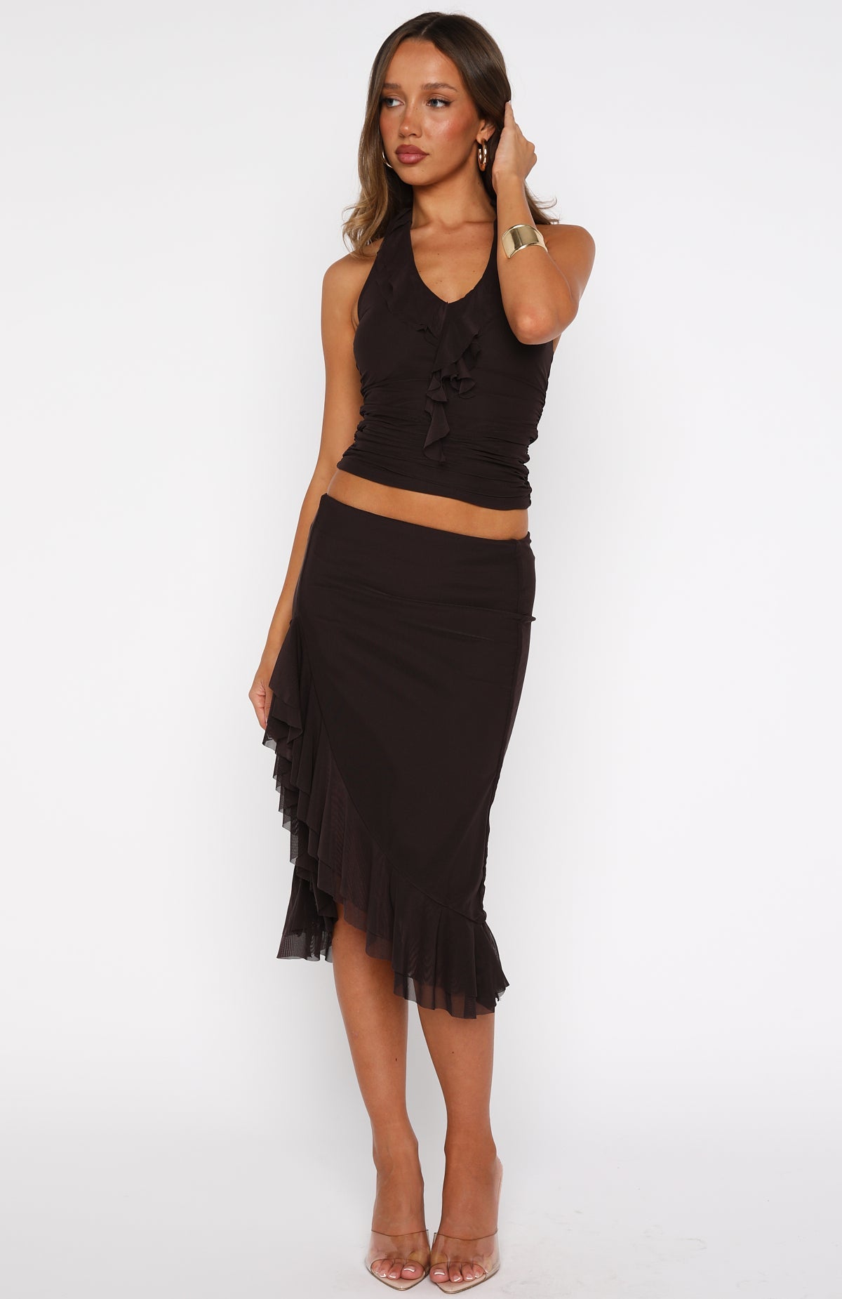 Let It Breathe Midi Skirt Espresso