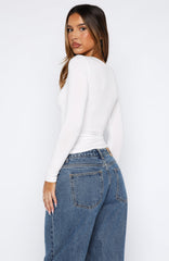 Whisper To You Long Sleeve Top White
