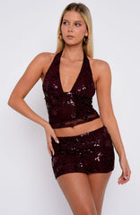 You Can Be Mine Beaded Top Merlot