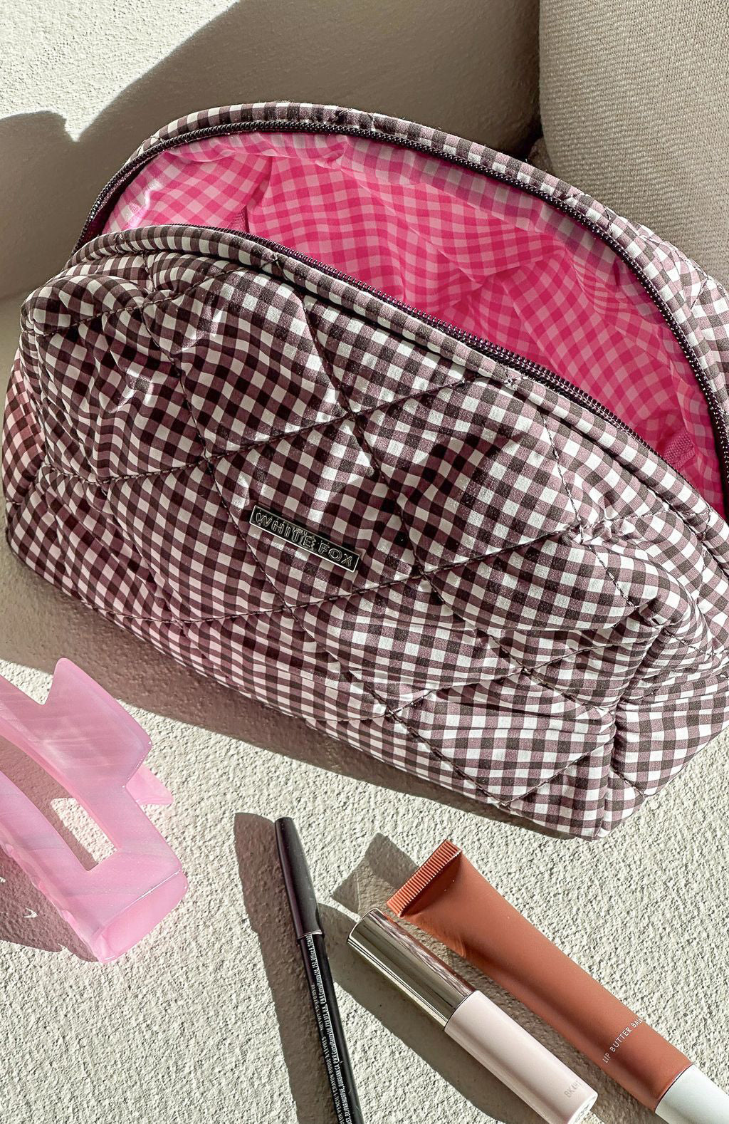Getting Ready Cosmetic Bag Choc Gingham