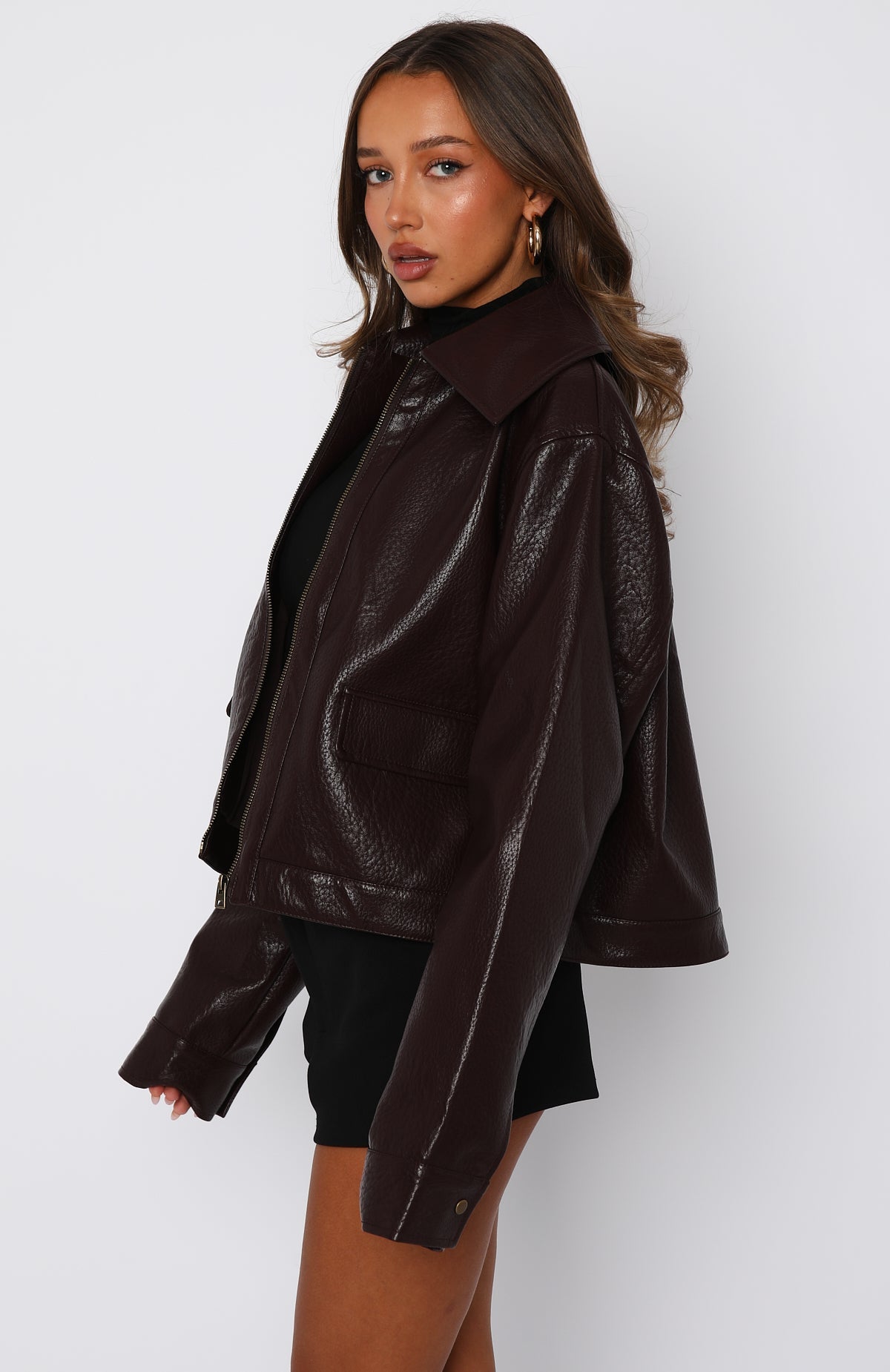 Nobody Told Me PU Jacket Plum
